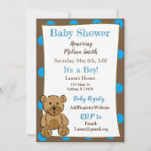 Teddy Bear Jongen Baby Douche Uitnodigingen (Voorkant)