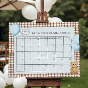 Teddy Bear Jongens Baby Shower Blauwe Verwachtings Poster