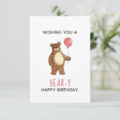 Teddy Bear Joyeux Birthday Red Balloon Carte Plat (Debout devant)
