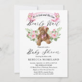 Teddy Bear kan het roze Baby shower van een meisje Kaart (Voorkant)