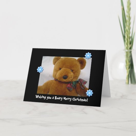 Teddy Bear Kerstmis Feestdagen Kaart (Voorkant)