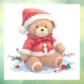 Teddy Bear Kerstmis Venster Cling Raamsticker (Vel 3)