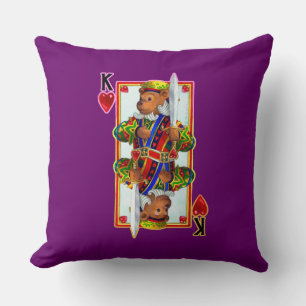 Teddy Bear King of Hearts Coussin