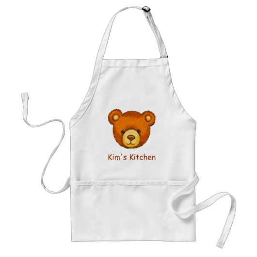 Teddy Bear Kitchen Apron ~ Aangepaste naam Standaard Schort (Voorkant)