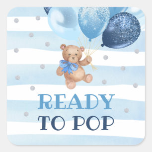 Teddy Bear Klaar om te Poppen Favor Rechthoekige S Vierkante Sticker
