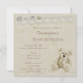 Teddy Bear Lace 1e verjaardag Kaart (Achterkant)