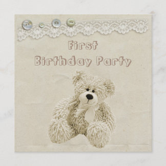 Teddy Bear Lace 1e verjaardag Kaart