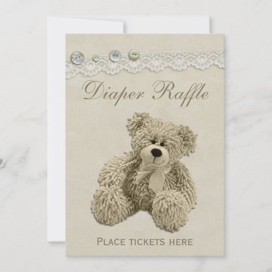 Teddy Bear  Lace Diaper Raffle Sign Kaart (Voorkant)