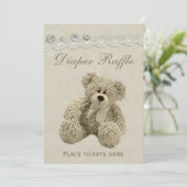 Teddy Bear  Lace Diaper Raffle Sign Kaart (Staand voorkant)