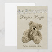 Teddy Bear  Lace Diaper Raffle Sign Kaart (Voorkant / Achterkant)