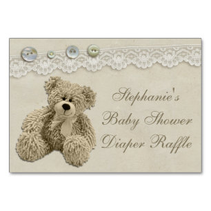 Teddy Bear  Lace Luier Raffle Kaart