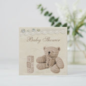 Teddy Bear  Lace Neutral Baby shower Kaart (Staand voorkant)