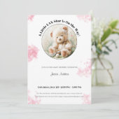 Teddy Bear Lacrosse Baby Shower Girl Invitation (Debout devant)