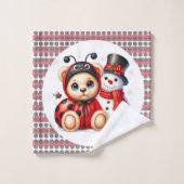 Teddy Bear Ladybug avec Snowman Baby shower cadeau (Gant de toilette)