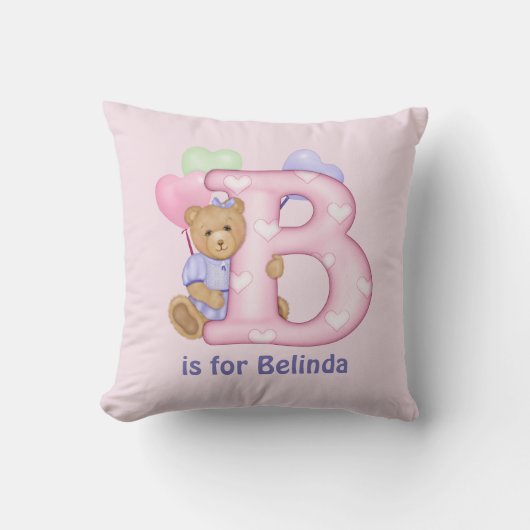 Teddy Bear Letter B Monogram Kussen (Voorkant)