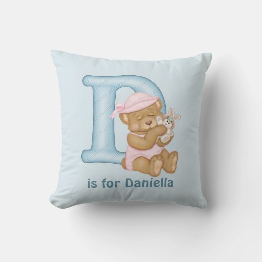 Teddy Bear Letter D Monogram Kussen (Voorkant)