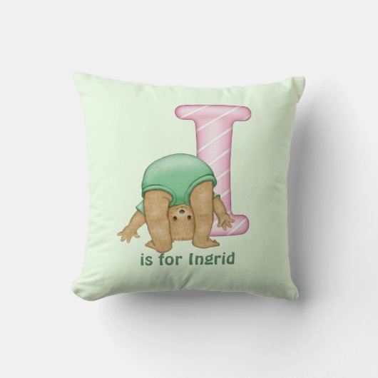 Teddy Bear Letter I Monogram Kussen (Voorkant)