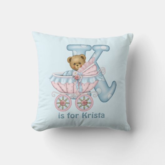Teddy Bear Letter K Monogram Kussen (Voorkant)