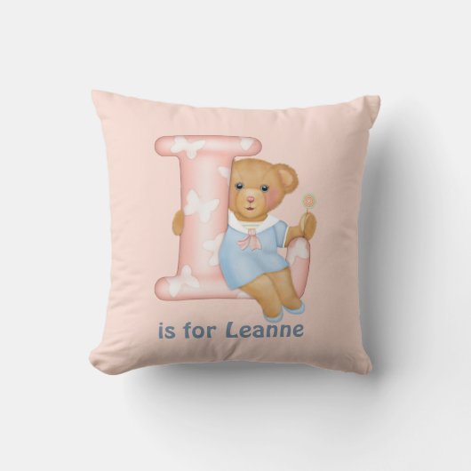 Teddy Bear Letter L Monogram Kussen (Voorkant)