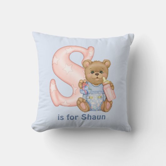 Teddy Bear Letter S Monogram Kussen (Voorkant)