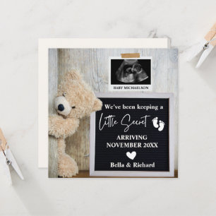 Teddy Bear Letterbord Zwangerschapsaankondiging Kaart