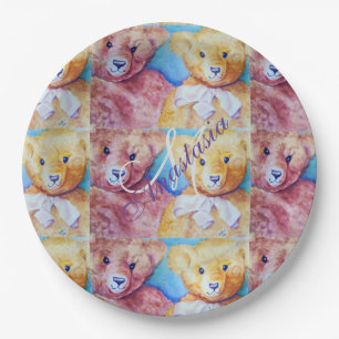 TEDDY BEAR LIEFDE MONOGRAM PARTY PAPIEREN BORDJE