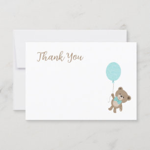 Teddy Bear Light Blue Baby shower Dank je Bedankkaart