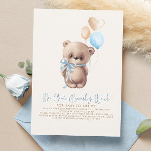 Teddy Bear Light Brown and Blue Boy Baby shower Kaart