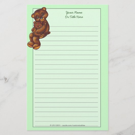 Teddy Bear Lined Stationery Briefpapier (Voorkant)