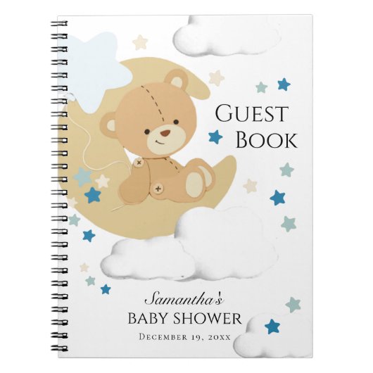 Teddy Bear Love Baby Boy Douche | Livre d'invité (Devant)