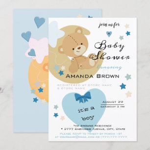 Teddy Bear Love Baby Boy Shower   Kaart