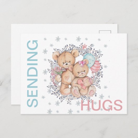 Teddy Bear LOVE Get Well ENVOYER HUGS Carte postal (Devant / Derrière)