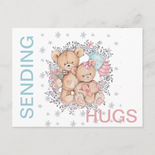 Teddy Bear LOVE Get Well ENVOYER HUGS Carte postal (Devant)
