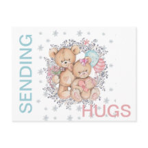 Teddy Bear LOVE Get Well SENDING HUGS Briefkaart