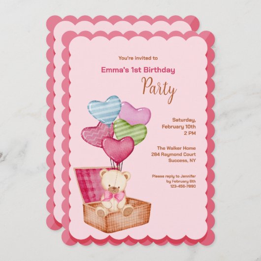 Teddy Bear Love Invitations (Devant / Derrière)