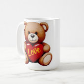 Teddy Bear "Love" Valentine’s Ceramic Mug (Devant gauche)