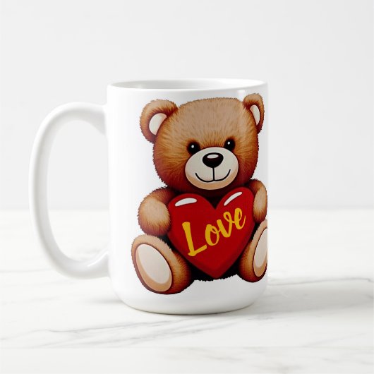 Teddy Bear "Love" Valentine’s Ceramic Mug (Gauche)