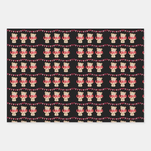 Teddy Bear Love Wrapping Paper Sheets verzenden (Voorkant 3)