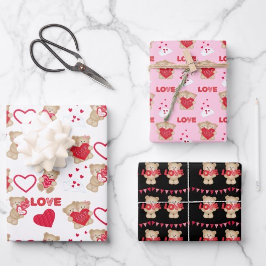 Teddy Bear Love Wrapping Paper Sheets verzenden (Voorkant)
