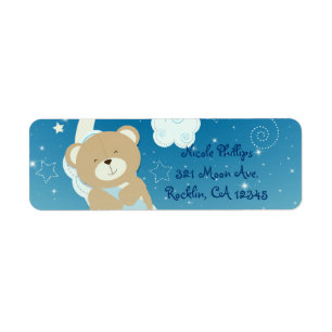 Teddy Bear Maan & Sterren Baby Shower Uitnodiging Etiket
