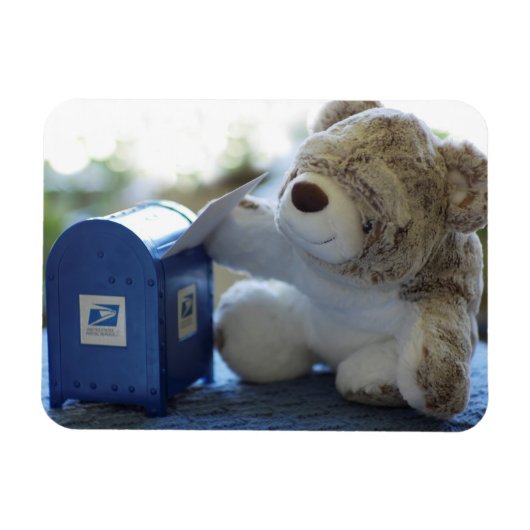 Teddy Bear Mails a Letter 2 Flexible Magnet (Horizontal)
