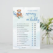 Teddy Bear Mam of Papa Boy Baby shower Game (Staand voorkant)