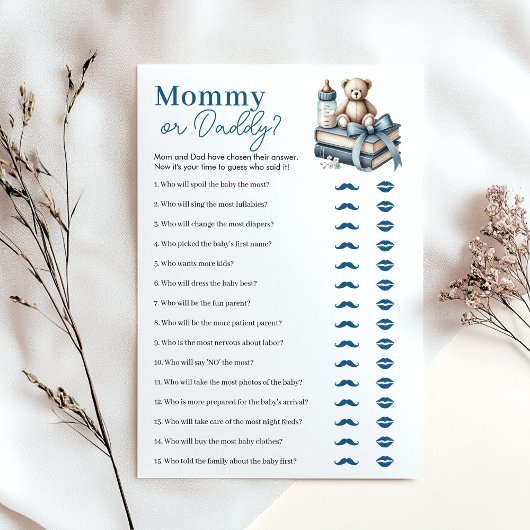Teddy Bear maman ou papa Baby shower carte de jeu