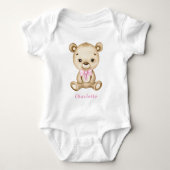 Teddy Bear Meisje Baby Bodysuit (Voorkant)