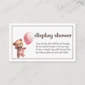 Teddy Bear Meisje Baby Display Douche Informatiekaartje (Voorkant)