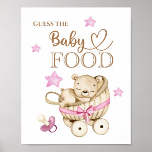 Teddy Bear Meisje Baby "Guess the Baby Food" Poste Poster
