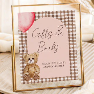 Teddy Bear Meisje Baby shower Geschenken en boeken Poster