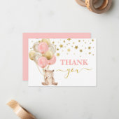 Teddy Bear Meisje dank u Note Kaart Notitiekaartje (Voorkant / Achterkant in situ)