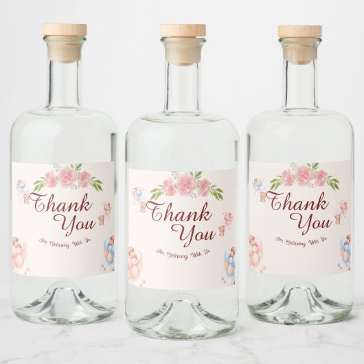 Teddy Bear Merci bébé Show Water Bottle Étiquette (Bouteilles)