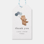 Teddy Bear met 3 blauwe ballonnen Gift Label Cadeaulabel (Voorkant)